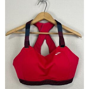BROOKS Juno Moving Comfort Sports Bra 38DD Pink Racer Back High Impact Workout